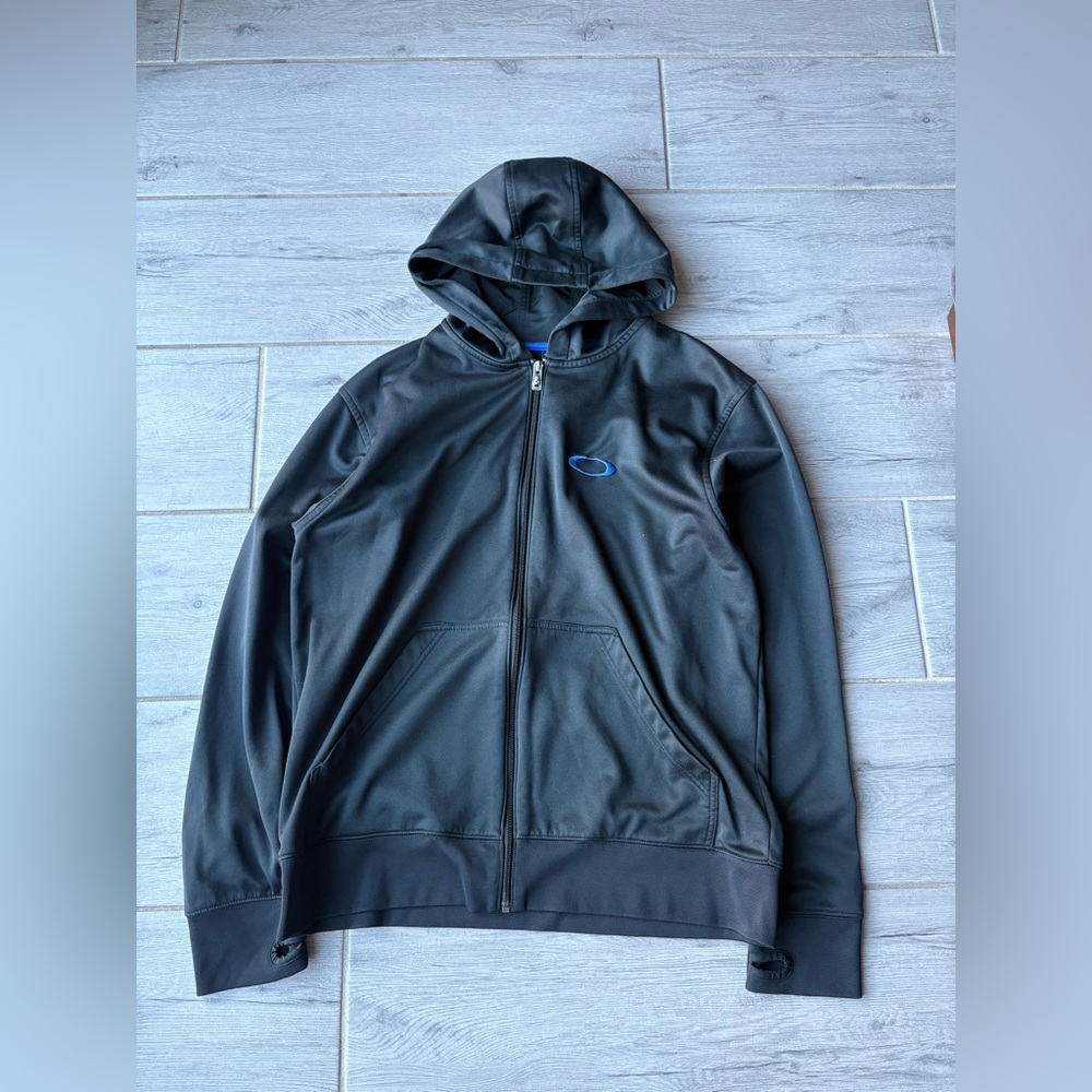 Y2K OAKLEY ZIP UP HOODIE BLACK